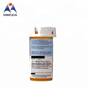 Minsda Custom ized Medical Orange Pillen Flasche mit einem leeren Etikett