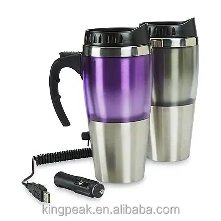 Hot Selling customized promotion 16 Ounce Plug-In Travel Mug USB Car heated travel Mug usb heated thermos mug
