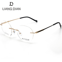 Gafas de titanio hechas a mano de alta calidad, gafas sin montura con marco redondo para hombres