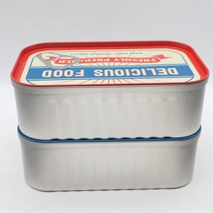 Boîte en fer blanc avec logo personnalisé <span class=keywords><strong>Sardine</strong></span> avec gaufrage Rectangle métal bambou fer blanc pour pain alimentaire bonbons chocolat pizza sushi emballage - Product Image 2
