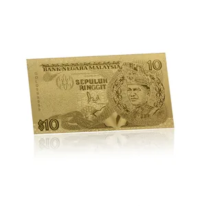 아마존 핫 세일 골드 호일 말레이시아 돈 열 RINGGIT 지폐 기념 말레이시아 지폐 선물