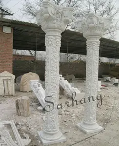 Colonnes romaines en pierre de marbre, modèles décoratifs, 6 pièces