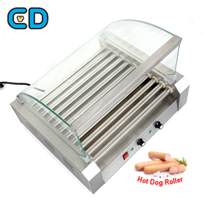 Automatic Hot Dog Griller Maker Stainless Steel 9 Roller <strong>Hotdog</strong> Roller Grill <strong>Machine</strong> With Tempering Glass Cover - Product Image 5