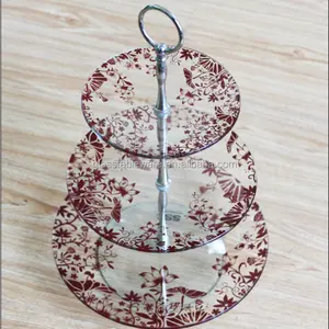 3 tiers(layers) round tempered glass cake tray