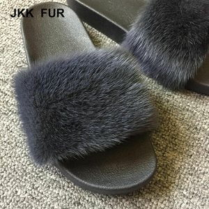 Las mujeres más nuevas de moda fur slides interior personalizado real visón completa zapatillas - Product Image 4