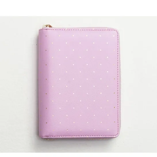 Zipper planer organizer A5 A6 6 ringe binder portfolio mit gold relief polka dot