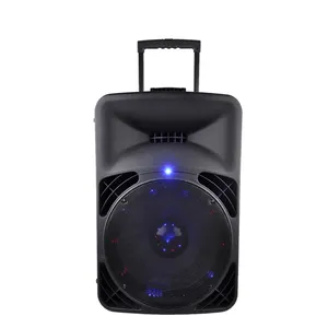 RQSONIC CSM15AMFQ-V2BP-BT 15" 100W Powered Speaker Battery Active Trolley Active Speaker With 2 Wireless Microphones dj