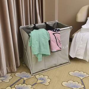 Evite salpicaduras Mango de poliéster <span class=keywords><strong>Cesto</strong></span> de lavandería Cesta de lavandería plegable con soporte de metal y asas - Product Image 5