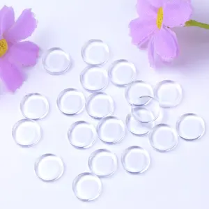 Chanfar 20-30MM Transparent Round Flat Back Clear Glass Cabochon for Blank Pendant Tray