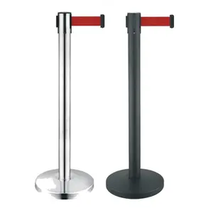 Queue Stands Stanchions For Crowd Control Stainless Steel Q Manager Crowd Control Barrier Retractable Queue Stand