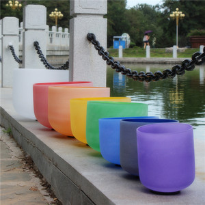 HM cơ thể Chakra đặt Thiền thạch anh pha lê hát bát lớn với trường hợp âm thanh chữa bệnh thạch anh pha lê hát bát - Product Image 2