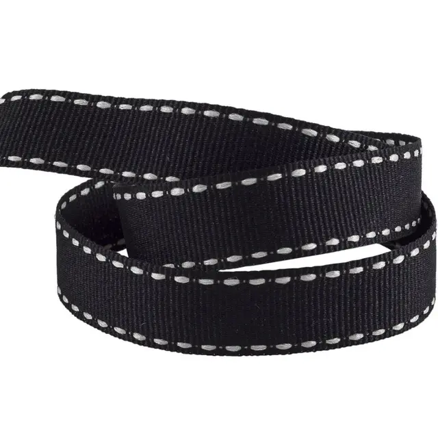 100% polyester wholesale 3/4 inch white line double saddle stitched grosgrain ribbon