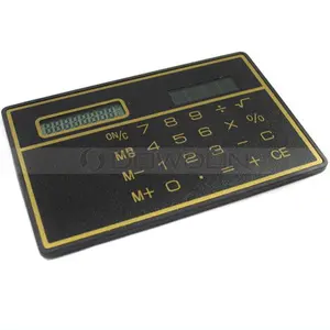 Zwart/Zilver Solar Pocket Card Size Slim LCD Mini Rekenmachine