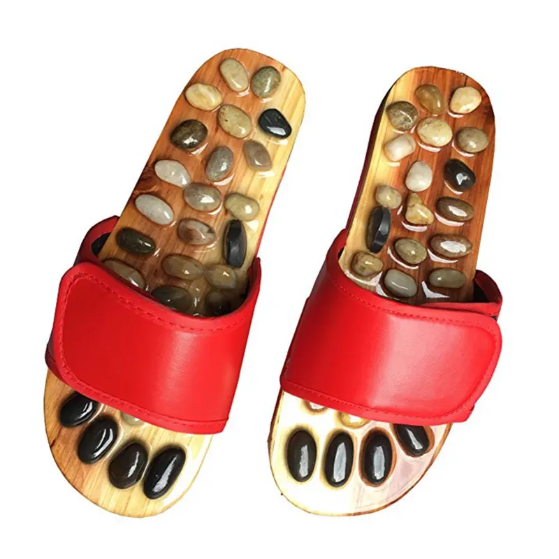 Reflexology-Zapatillas de descanso para ancianos, masajeador con piedra de Guijarro, para el cuidado de la salud
