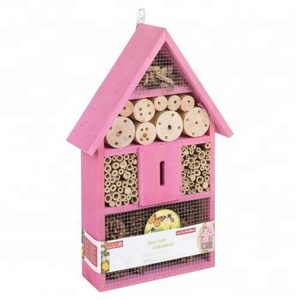 Small Large Wooden Insect Bug Hotel House Wood Shelter Box Roof Coloured Natural