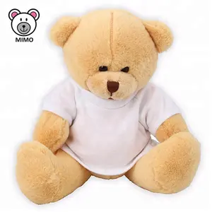 Bán Buôn Mini Gấu Bông Teddy Vải Lông Đồ Chơi Với Áo Phông Trắng EN71 Tiêu Chuẩn Tùy Chỉnh OEM Logo Thú Nhồi Bông Dễ Thương Gấu Bông Teddy Vải Lông Tên