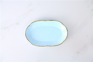 Wholesale Customized High Quality Unique Retro Decorative <strong>Small</strong> Dessert Dish Oval Korean <strong>Plate</strong> for <strong>Dinner</strong> - Product Image 5