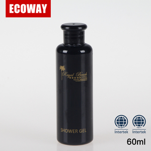 Negro tapas de plástico botella de champú Hotel 60 ml ronda baño barato botellas - Product Image 1