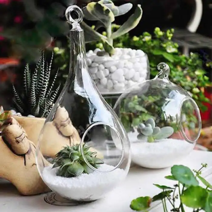 وعاء زجاجي معلق على شكل دمعة من Artdragon, وعاء زجاجي معلق على شكل دمعة مزود بحامل للنباتات الهوائية ، زهرية للتزيين المنزلي