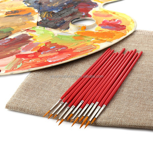 Célèbre Marque 12 PCS Synthétique Rond En Nylon Cheveux Manche en Bouleau Aquarelle Et Gouache Peinture Brosses Ensemble - Product Image 5