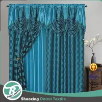 Acquard-cortina de ventana para sala de estar, panel drapeado con cenefa de lujo adjunta