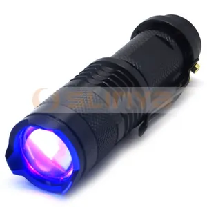 365nm 395nm Breve Tessuto LED Blacklight Mini In Alluminio UV Torcia Elettrica