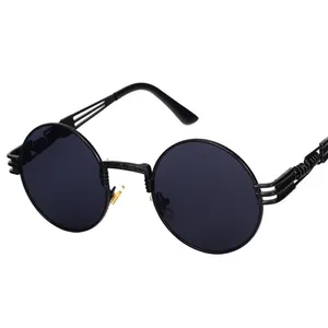 2020 винтажные Ретро готические солнцезащитные очки в стиле стимпанк зеркальные золотистые и черные солнцезащитные очки винтажные круглые мужские УФ-очки
