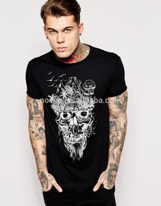 95% algodón 5% elastano lisos sin marca negro T-Shirt - Product Image 1