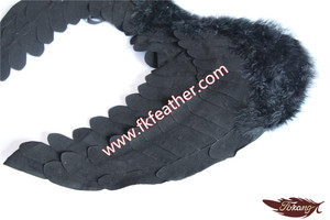 Negro Tela Del <span class=keywords><strong>Ala</strong></span> Del Ángel De Hadas Para Adultos Y Fuentes Del Partido de Halloween de Plumas de Pavo - Product Image 5