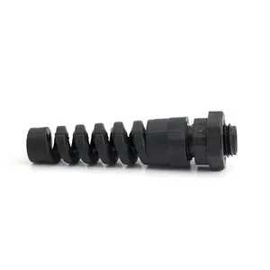PG13.5 type electrical Anti-bending plastic cable gland with spring waterproof IP68 (Black color)