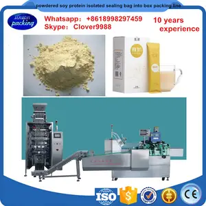 Slim green coffee with ganoderma powdered soy protein isolated sealing bag into box packing line,banana powder production line