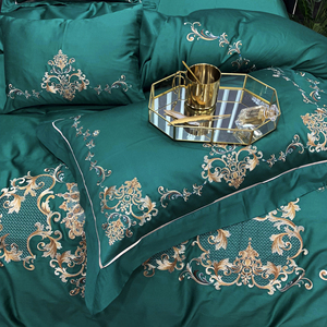 Belle Ricamo Gruppi <span class=keywords><strong>di</strong></span> Fogli Letto 100% Raso <span class=keywords><strong>di</strong></span> <span class=keywords><strong>Cotone</strong></span> Federa & Duvet Set <span class=keywords><strong>di</strong></span> Copertura Ricamato - Product Image 5