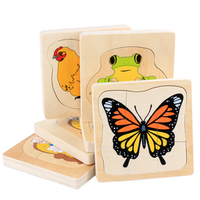 Jouet éducatif en bois créatif, puzzle multicouche, puzzle cognitif, poulet en croissance, jouet éducatif en bois, jouets d'imitation d'œufs