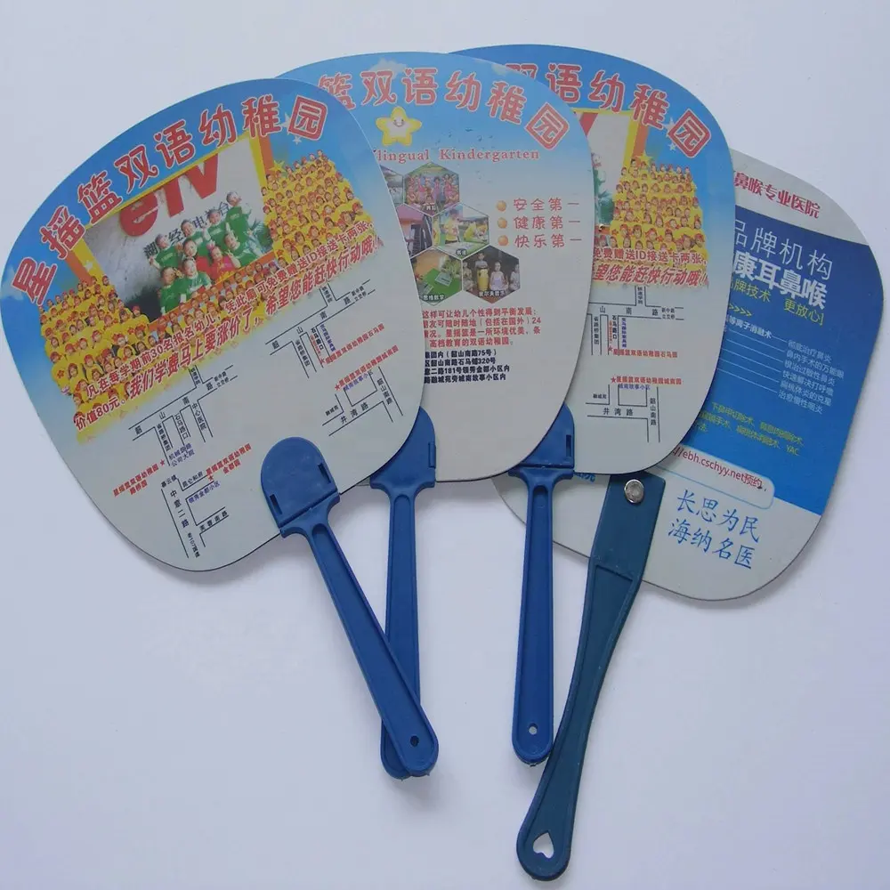 Custom Handle Promotion Customized Design Mini Plastic Pp Hand Fan