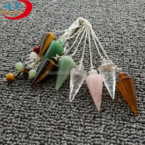 HZ Bulk Wholesale 7 Chakra Chips 6 Faceted Crystal Pendulums in Bulk Wholesale wholesale crystals