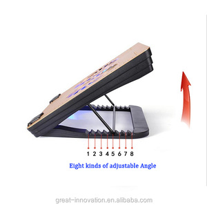 Aluminum Laptop <strong>Cooler</strong> Height Adjustable Laptop Cooling <strong>Pad</strong> for 12 - 17-Inch Laptops With Two Fans and USB Ports - Product Image 2