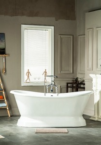 Baignoire en porcelaine blanche, 1700mm, motif enroulée, socle en fonte, pour baignoire d'hôtel - Product Image 5