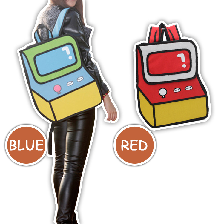 Новый красочный 2D рисунок рюкзак мультфильм огромный мешок школы 2 цвета сумка KK811