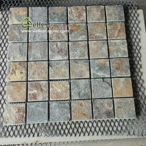 Azulejo mosaico pizarra multicolor oxidado 2x2