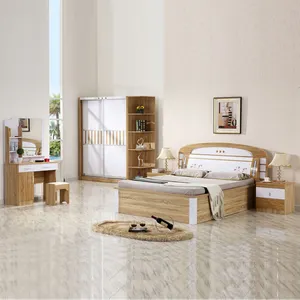 Juego de Muebles de Dormitorio de 1.5 Metros de Foshan Home Furniture, Juego de Dormitorio Moderno Tamaño Queen con Almacenamiento, Cabecera con Iluminación - Product Image 1