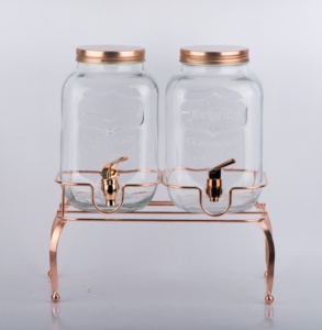 2 pièces 4L distributeur De Jus de verre avec robinet en plastique et support en métal CCP804C-4/2T2 - Product Image 1