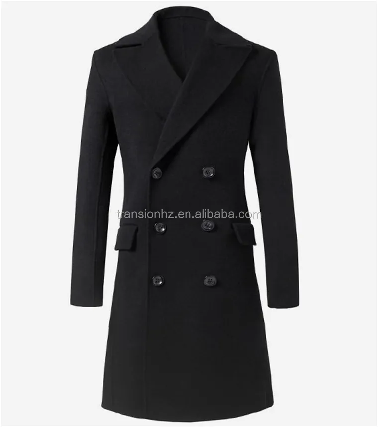 Men's double breasted autumn winter long woolen coat