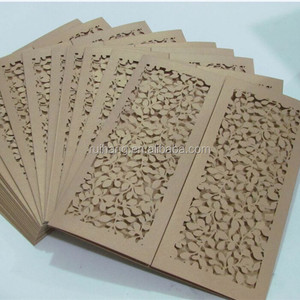 2018 vendita calda di alta-end artistico royal marrone apribile foglie laser scolpire inviti di nozze - Product Image 3