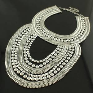 HANSIDON Liontin Rantai Banyak Lapis Wanita, Aksesori Kalung Besar Besar Perhiasan Choker Maxi Gaya <span class=keywords><strong>Boho</strong></span> - Product Image 4