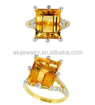 Perhiasan Kuning Batu Amber Pertunangan Cincin