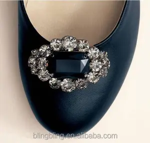 W4001 Mewah Rhinestone Black Diamond Sepatu Klip