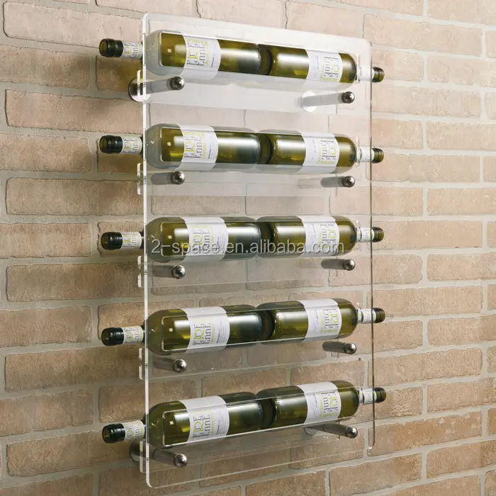Trasparente decorativo Wine Bottle Holder Rack a Parete Acrilico 10 Bottiglia Cremagliera