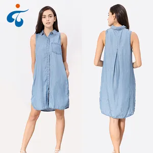 Layanan Oem Tertutup Baik Profesional Terbaru Fashion Denim One Piece Gaun untuk Gadis Gemuk