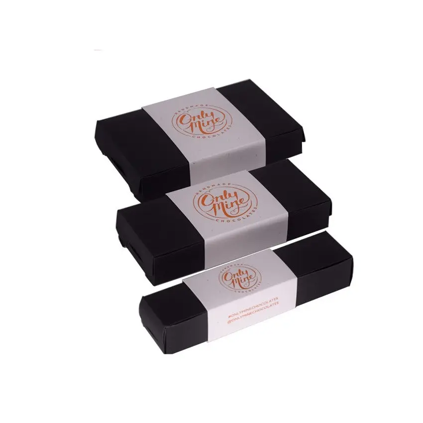 Caja de embalaje de Chocolate negro mate, con divisores de bandeja, color bronce