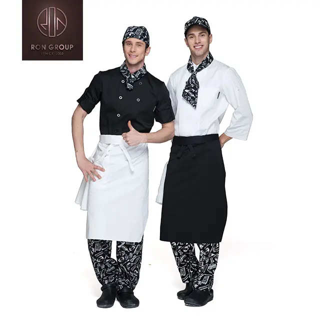 Hochwertiges New Fashion Restaurant Hotel Weiß Schwarz Koch kleidung Kurzarm Chef Mantel Jacke Uniform Kellner Kleidung